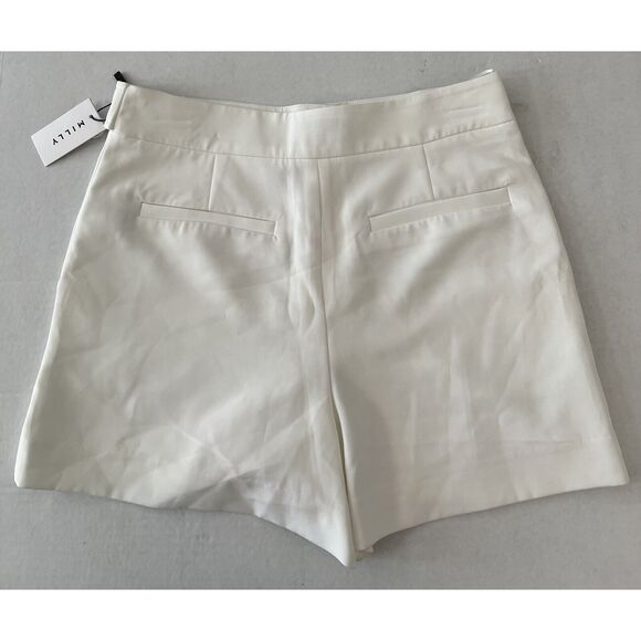 MILLY Aria Cady Sz 0 Button Tab Shorts Ivory Ecru White - Picture 4 of 16